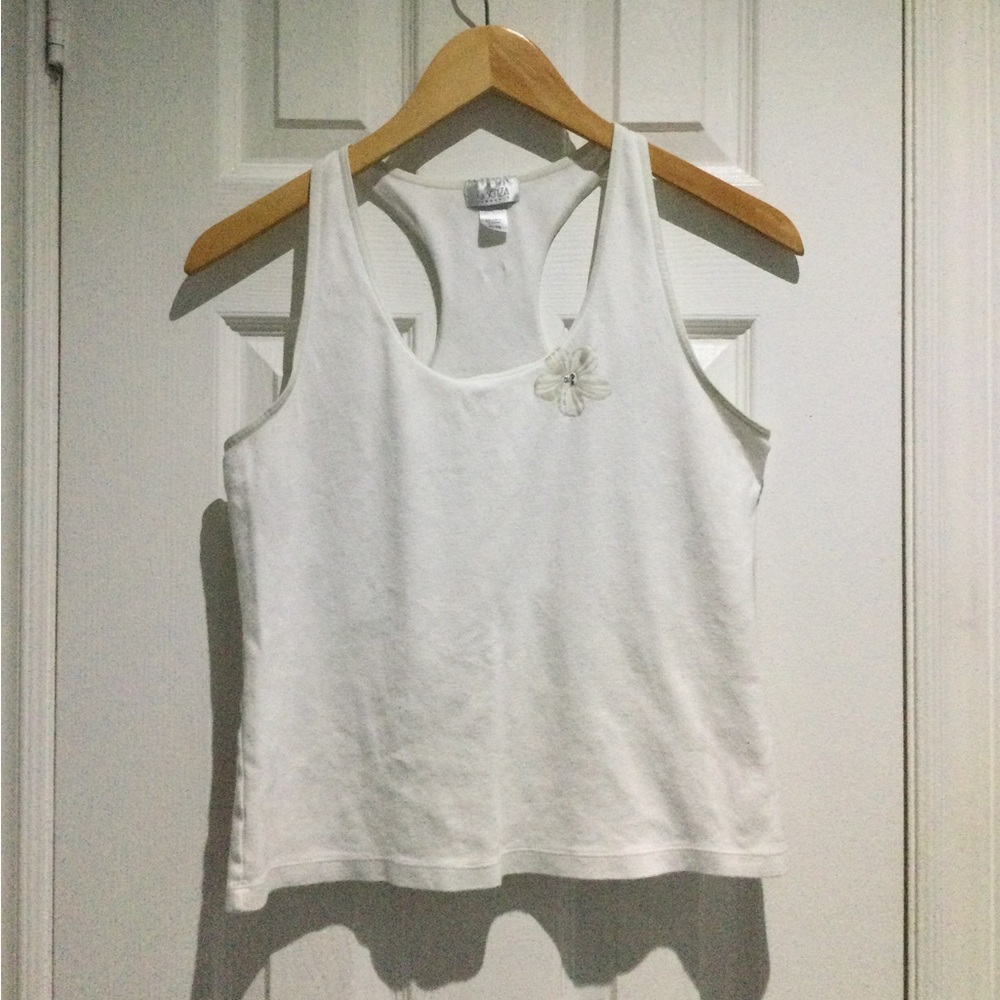 La Senza Women’s White Racerback Tank Top with Floral Accent